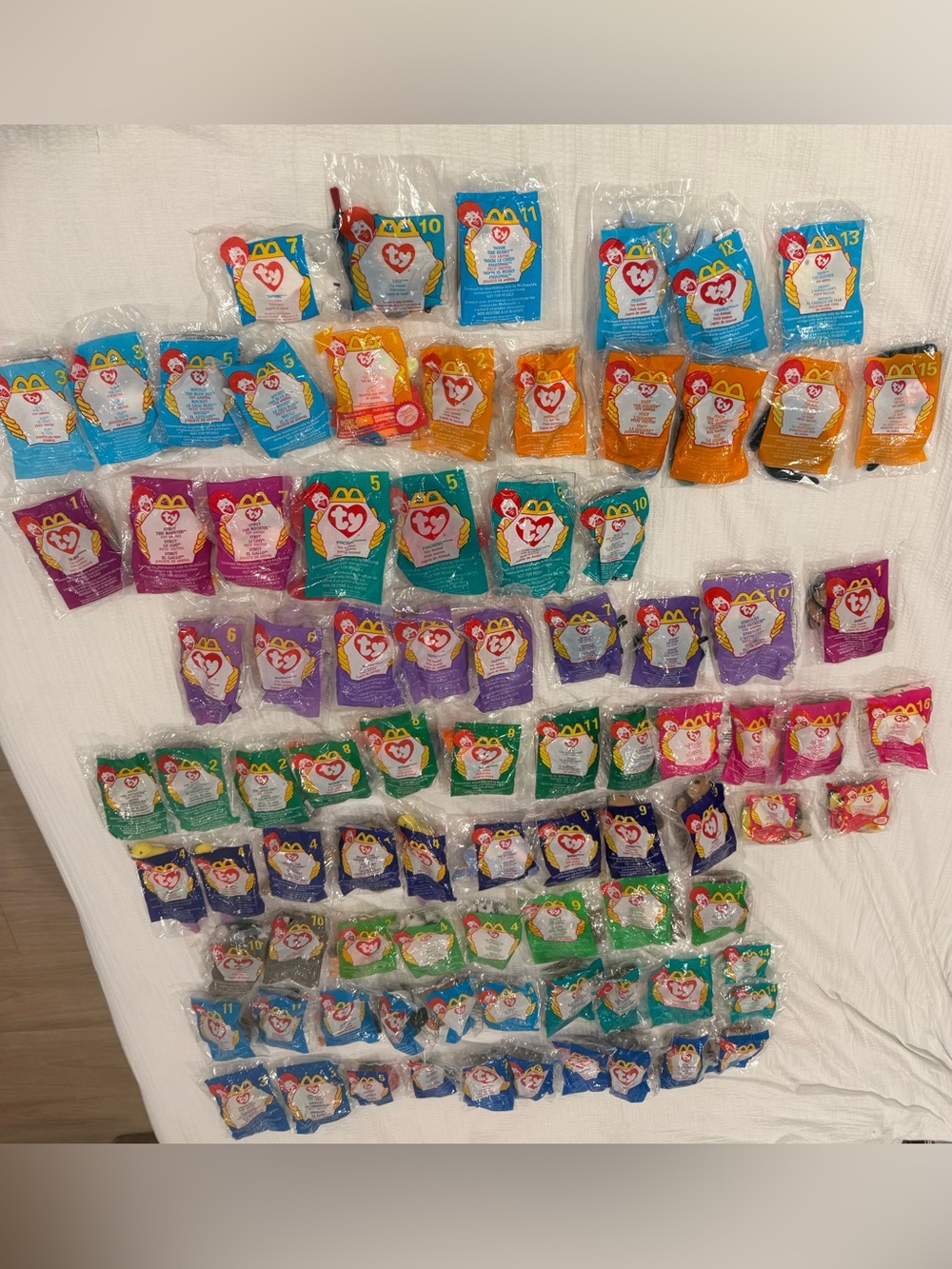 Ty Beanie Babies McDonald’s Happy Meal Plush Lot of 85 in original bags.